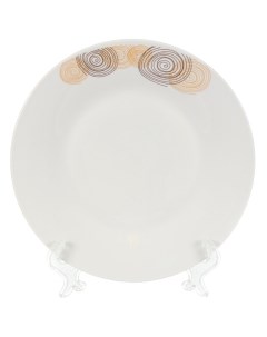 Тарелка десертная керамика 19 см круглая Бежевые круги Daniks