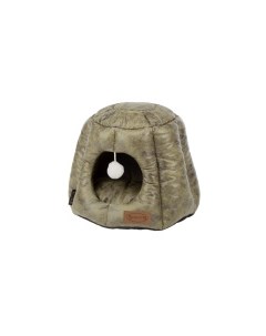 Лежанка домик для кошек Knightsbridge Cat Igloo экокожа оливковый 48x48x38см Scruffs