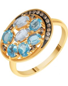 Кольцо с бриллиантами топазами из красного золота Джей ви