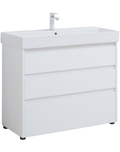 Мебель для ванной Nova Lite 100 см белая глянцевая 3 ящика Aquanet