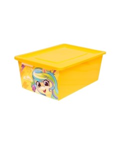 Ящик для игрушек с крышкой Радужные единорожки объём 30 л цвет жёлтый Соломон
