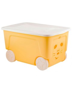 Ящик для игрушек Солнечный зайчик на колесах 50 л желто белый Plastic republic
