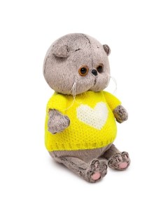 Мягкая игрушка Кот Басик BABY в свитере с сердцем Budi basa