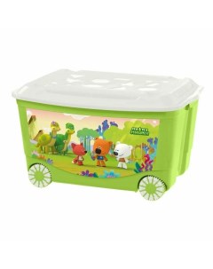 Ящик для игрушек на колесах с декором МИ МИ МИШКИ 580Х390Х335мм 45Л зеленый Пластишка
