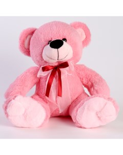 Мягкая игрушка Медведь с бантом 40 см цвет розовый Nobrand