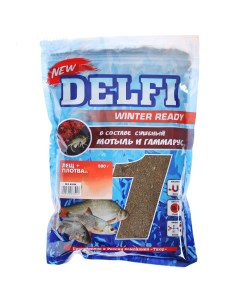 Прикормка зимняя Делфи ICE Ready увлажнённая лещ плотва конопля 500 г Delfi