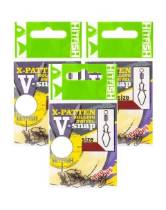 Вертлюг с застёжкой X PATTEN Rolling Swivel with V SNAP 07 15кг 7шт 3 упаковки Hitfish