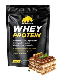 Протеин сывороточный Whey Protein с витаминами и минералами Тирамису 900 г Primekraft