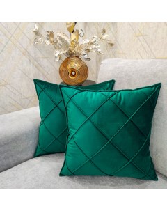 Декоративная подушка из бархата ромб45 44х44 цвет изумрудный Plush pillow