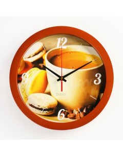 Часы настенные Кухня Кофе и макаруны плавный ход d 28 см Nobrand