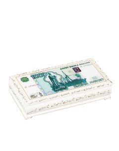 Шкатулка купюрница 1000 рублей белая 8 5x17 см лаковая миниатюра Sima-land
