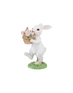Фигурка декоративная 8х5 5х11 5 см Кролик с корзинкой тюльпанов Elan gallery