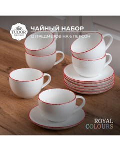 Чайный набор 12 предметов на 6 персон красный Tudor england