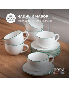 Чайный набор 12 предметов на 6 персон зеленый Tudor england