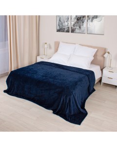 Плед велсофт Нонна темно синий 160х220 см фактурный однотонный Casa conforte