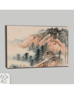 Картина интерьерная на холсте Китайская живопись Гохуа Азия 1400 Бруталити