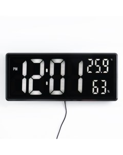 Часы настенные электронные подсветка будильник термометр гигрометр USB 16 x 36 3 x 4 Nobrand