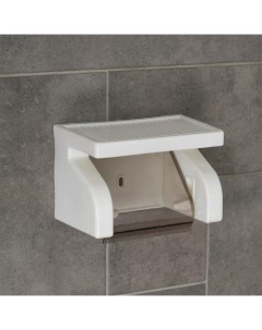 Держатель для туалетной бумаги с полочкой 18x11 5x12 см цвет белый Nobrand