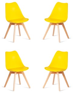 Комплект стульев для кухни TULIP 4шт дерево пластик экокожа желтый Tetchair