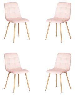 Комплект стульев для кухни CHILLY 4 шт вельвет розовый натуральный Tetchair