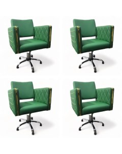 Парикмахерское кресло Гринвич зеленый пятилучье 4 кресла Nobrand