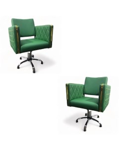 Парикмахерское кресло Гринвич зеленый пятилучье 2 кресла Nobrand