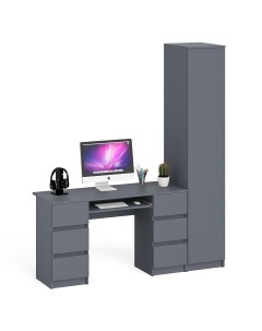 Шкаф однодверный Мори МШ400 1 со столом МС 2 графит 175 8х50х210 см Свк
