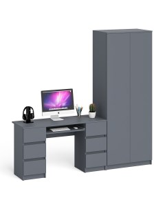 Стол компьютерный Мори МС 2 с двухдверным шкафом графит 215 8х50х210 см Свк