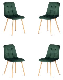 Комплект стульев для кухни CHILLY 4 шт вельвет зеленый натуральный Tetchair