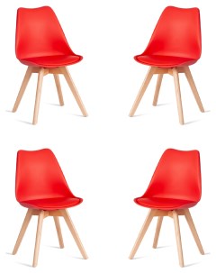 Комплект стульев для кухни TULIP 4шт дерево пластик экокожа красный Tetchair
