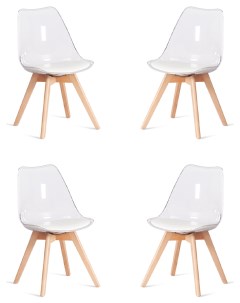 Комплект стульев для кухни TULIP 4шт дерево пластик экокожа прозрачный Tetchair