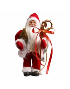 Фигурка новогодняя Дед Мороз в кафтане бело красная 30 см Зимнее волшебство