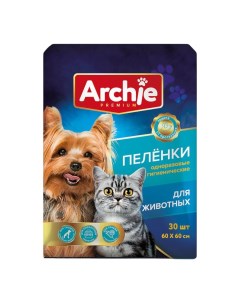 Пеленки для животных Archie Premium с липким слоем 60 х 60 см Без бренда
