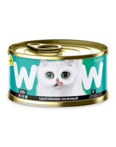 Влажный корм для кошек цыпленок нежный 12 шт по 100г Woow.holistic