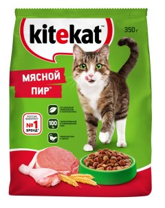 Сухой корм для кошек мясной пир 0 35кг Kitekat