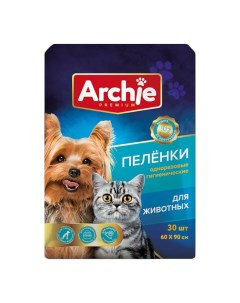 Пеленки для животных Archie Premium с липким слоем 60 х 90 см Nobrand