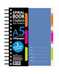 Бизнес тетрадь 140л кл А5 SPIRAL BOOK Синий с разделителями 84113 Attache