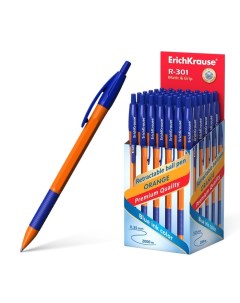 Ручка шариковая Erich Krause R 301 Orange Matic Grip автомат стержень синий 0 7 мм Erich krause