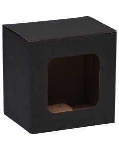 Коробка под кружку с окном черная 12 х 9 5 х 12 см 10 шт Русэкспресс