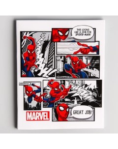 Тетрадь 48 листов в клетку картонная обложка Человек паук Marvel