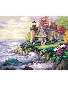 Картина по номерам Дом с маяком у моря 40x50 Живопись по номерам