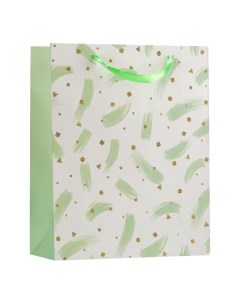 Пакет подарочный 26 х 10 х 32 см Белый с зеленым Урра