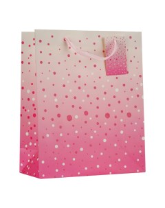Пакет подарочный 26 х 12 х 32 см Бело розовый с точками Урра