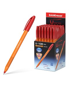 Ручка шариковая U 108 Orange Stick 1 0 Ultra Glide Technology красная Erich krause