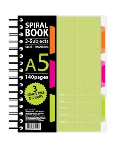 Бизнес тетрадь 140л кл А5 SPIRAL BOOK Салатовый с разделителями 84108 Attache