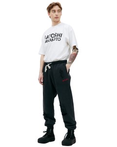 Рваные брюки с вышитым логотипом Satoshi nakamoto