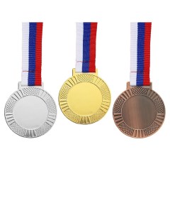 Медаль под нанесение 001 диам 6 5 см цвет зол с лентой Командор