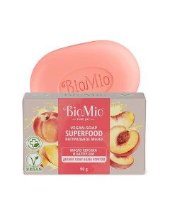 Натуральное мыло с маслом персика и баттером ши Vegan Soap Superfood Biomio