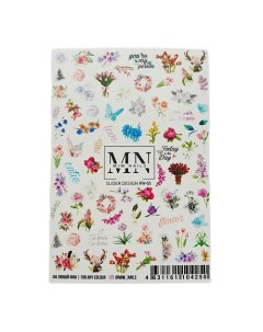 Слайдер для дизайна ногтей цветы бабочки Miw nails