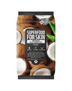 Салфетки для лица очищающие увлажняющие Кокос Superfood For Skin Revitalizing Cleansing Wipes Coconu Farmskin